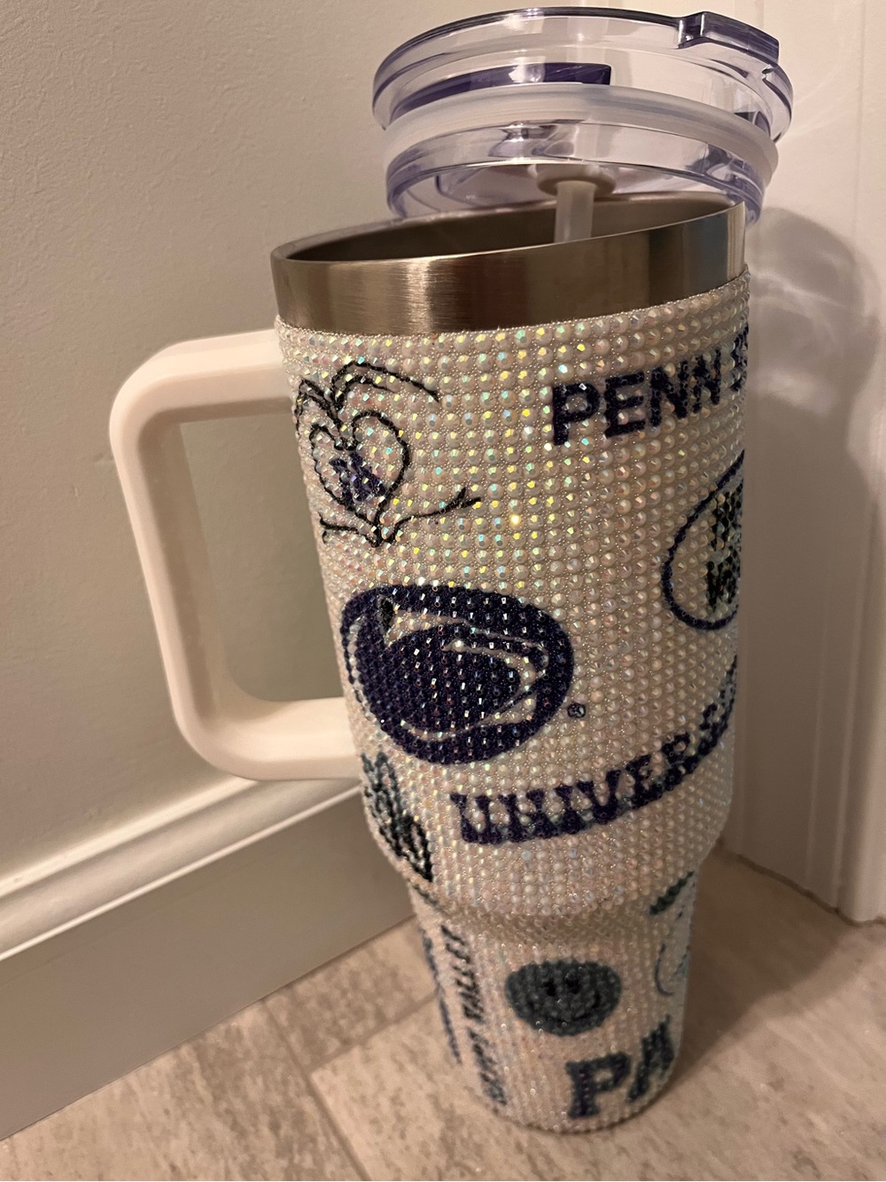Penn State Nittany Lions Rhinestone 46 oz Capacity Stainless Steel Tumbler